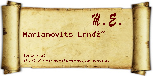 Marianovits Ernő névjegykártya